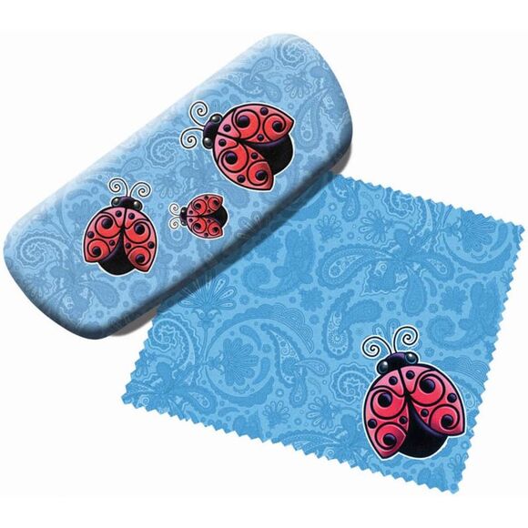 Spoontiques Accessories - Pretty Ladybugs Eyeglasses Glasses Case and Matching Microfiber Lens Cloth